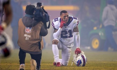 Bills Safety Jordan Poyer reacts to their overtime elimination against the Kansas City Chiefs on 1/23/2022/