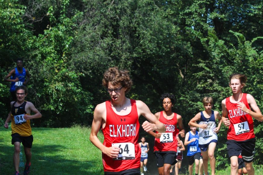 Brody Strohman pushing past the 1k mark at the Fremont Invite.