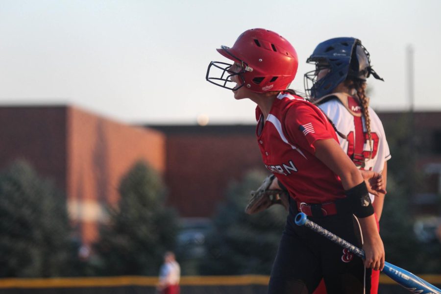 Sophomore, Preslee Yager celebrating her run to home plate.