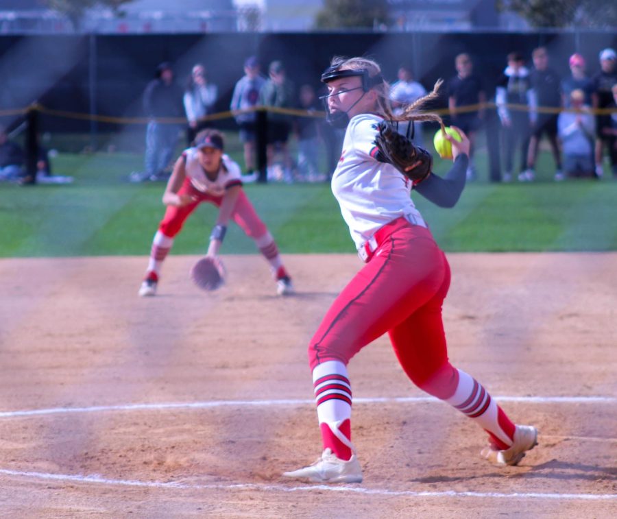 Antler pitcher, Emerson Karstens, throws the pitch against her opponent on October 14th.