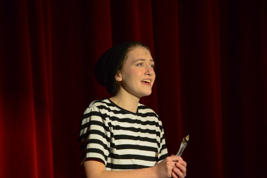McKenzie Carlson (Jr) performing the song What If as Pugsley Addams during the dress rehearsal of the Addams Family musical