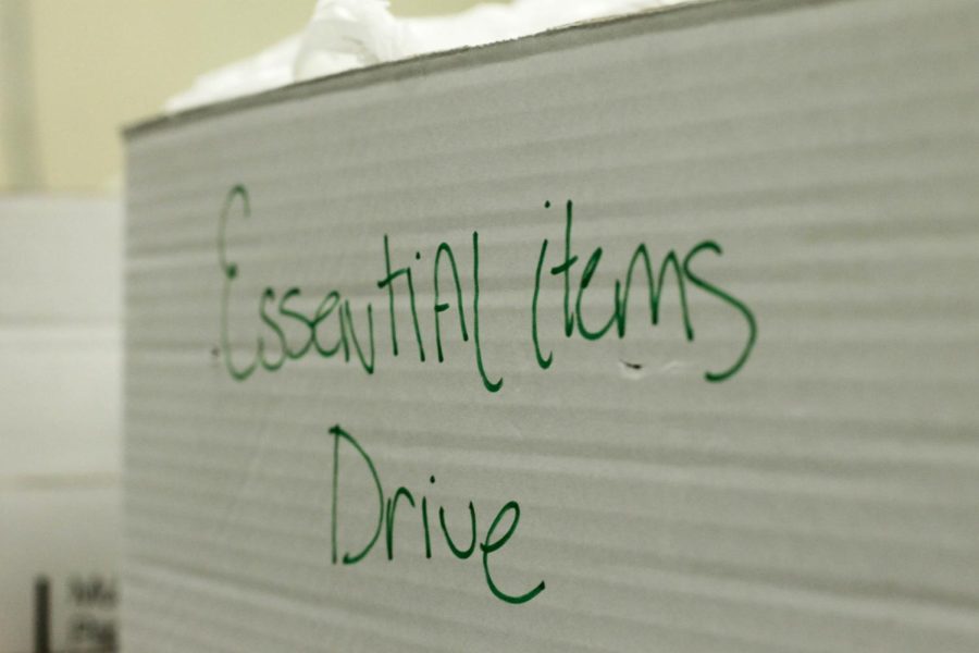 Essential Items Drive box for Womanade that was in TAs to be filled with daily needs.