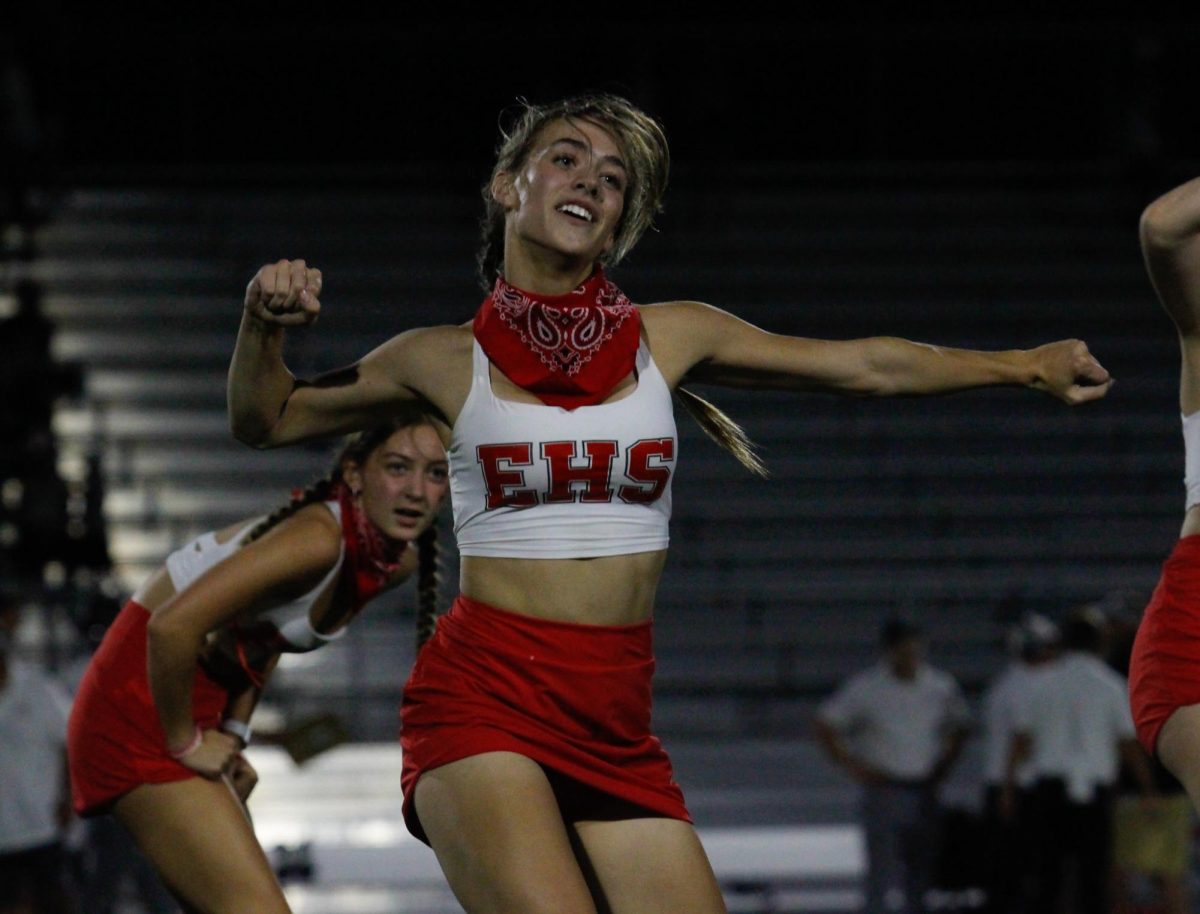 Senior Paulina Fomicheva dances during halftime. Waverly beat Elkhorn 35-17 on Friday, August 25th.