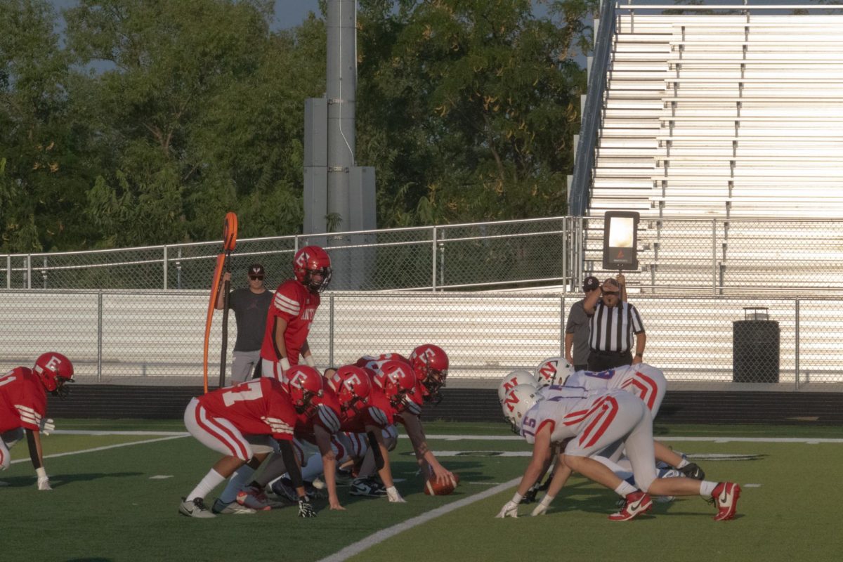 Freshman Antlers line up to run a play against the Norris defense. Freshman Antlers lost 35-7 to Norris.                                                                                         