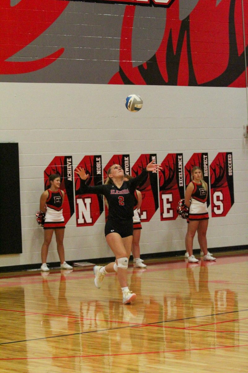 Senior Mackenzie Warden locks in on her toss for the perfect serve. The senior has been an Antler volleyball player for the past four years. 