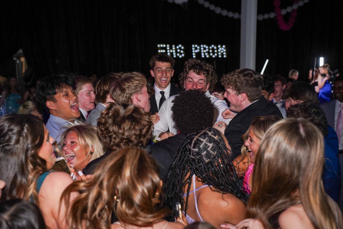 Elkhorn High School students celebrate their prom by dancing with each other. 