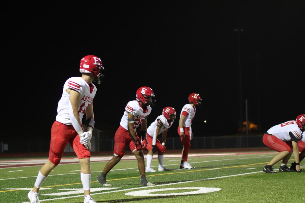 The Antlers are getting into position for the next play. The final score for varsity football on 9/20 was 0-28 Waverly. 