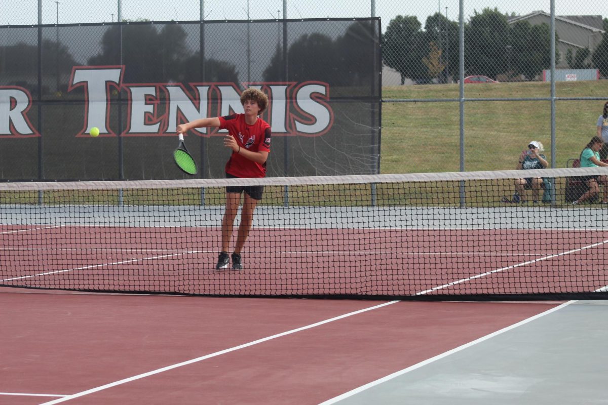 Senior, Brody Brummer, receiving the ball.