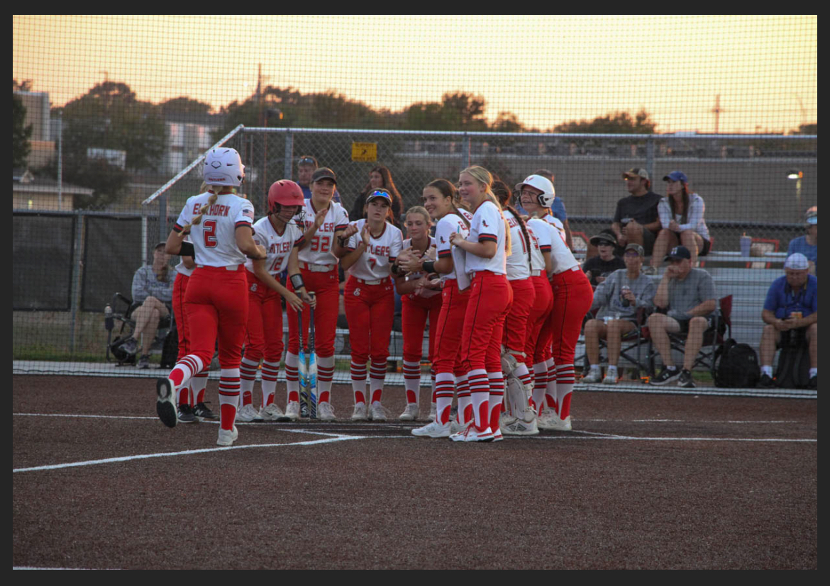 Senior, Emerson Karstens, running to home plate after a home run. This was done at another game.