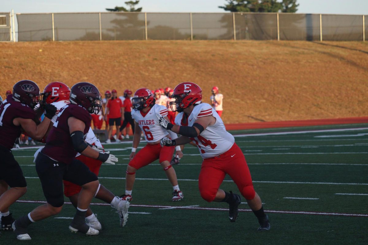 Senior Tim Boomgarden getting ready to make  tackle/ The final score was 0-28 Waverly on Friday September 20th.