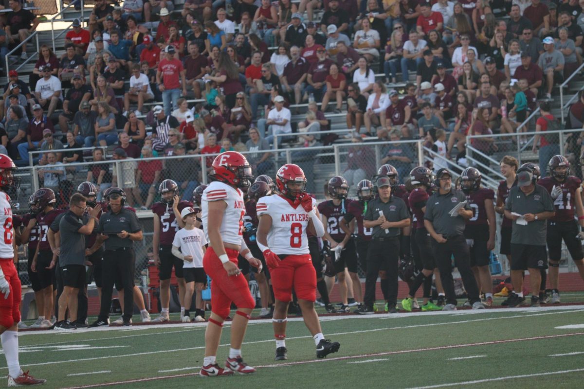 Junior Koby Johnson and Senior Beckett Mull  walking to the next play. The final score was 0-28 Waverly on Friday September 20th.