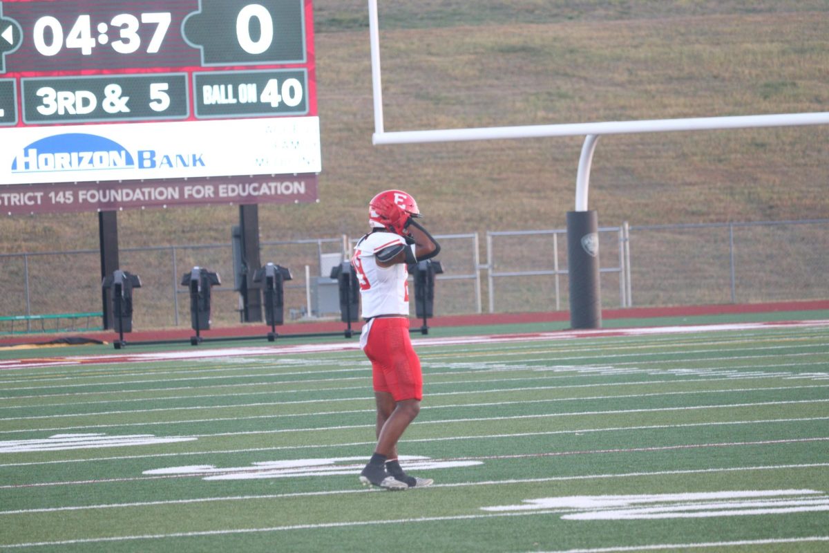 Wide receiver Jayden Moody resetting for the next play. The final score was 0-28 Waverly on Friday September 20th.