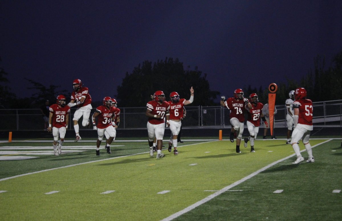 The Antlers celebrate a point.