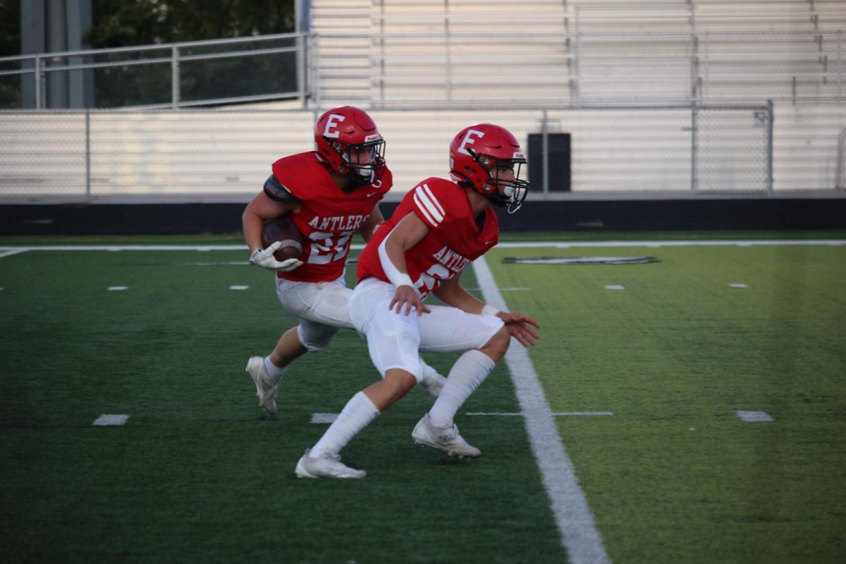 Wyatt Worlie runs with the ball as he tries to score. JV football beat Blair 21-0 on 9/3.