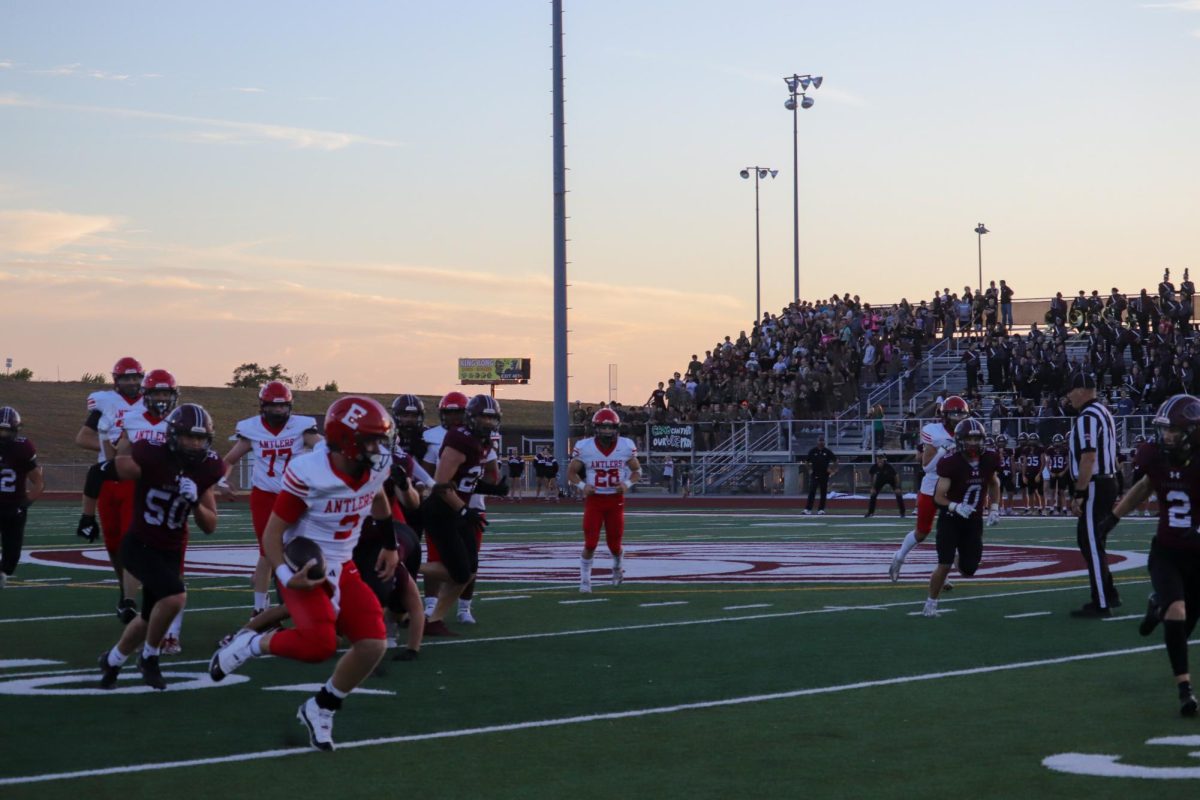 Senior Kayd Matthews gets the ball and proceeds to run towards the endzone. The final score for varsity football on 9/20 was 0-28 Waverly.