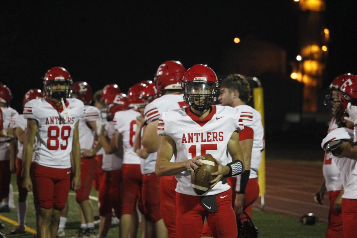 Aiden Zelasney is on the sidelines ready to play against Waverly. The varsity football game was on September 20th with a ending score of 0-28 Waverly.  