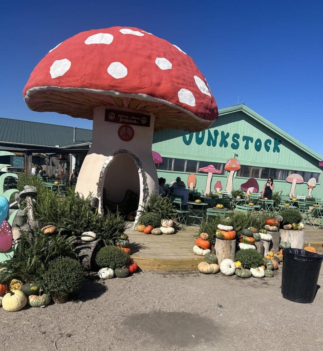 A giant mushroom greets visitors in a common area at the Junkstock grounds. This was at Junkstock Friday 9/27/24. 