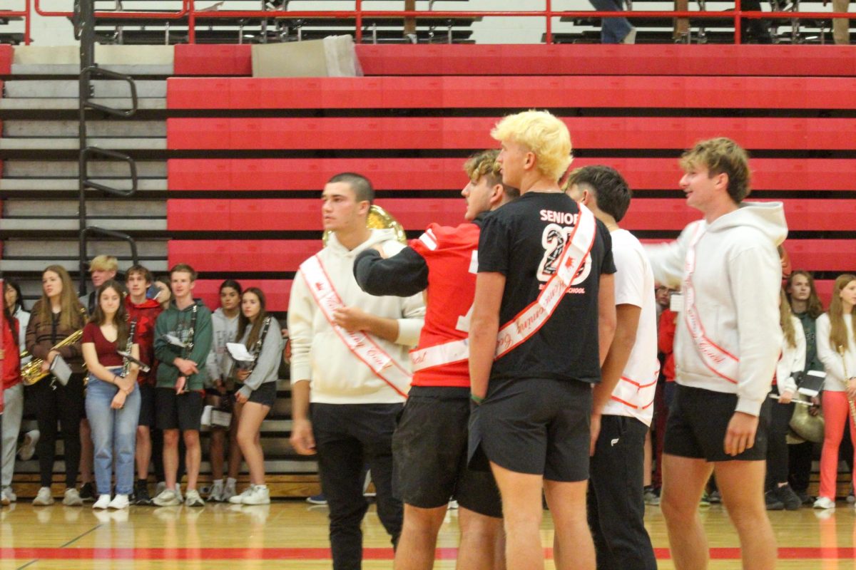 The Homecoming court plays a trivia game. This took place during the Homecoming pep rally on Friday the 4th.