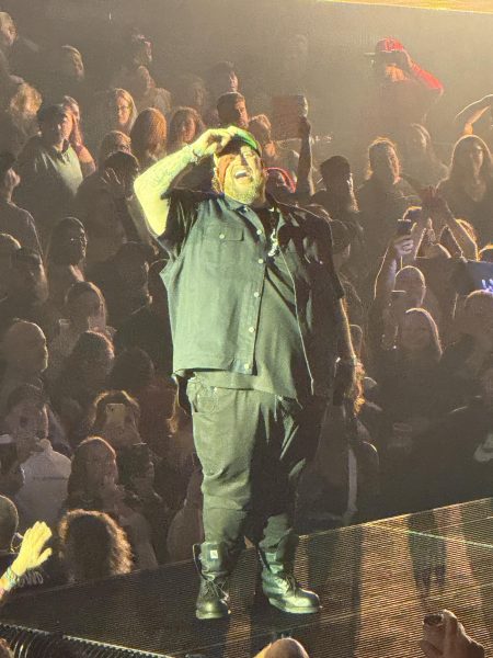 Country rap singer Jelly Roll acknowledges the crowd at the CHI Health Center. The sold-out show took place Nov. 12.