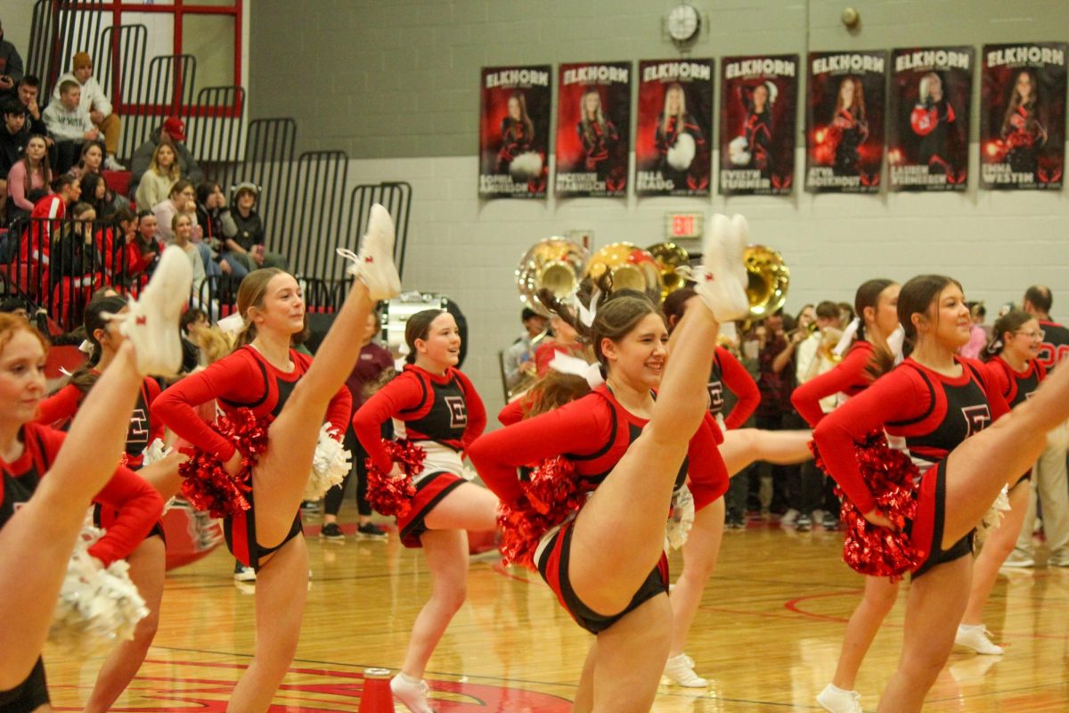 The cheer team kicking off the pep rally. The winter pep rally was a hit on January 17, 2025.