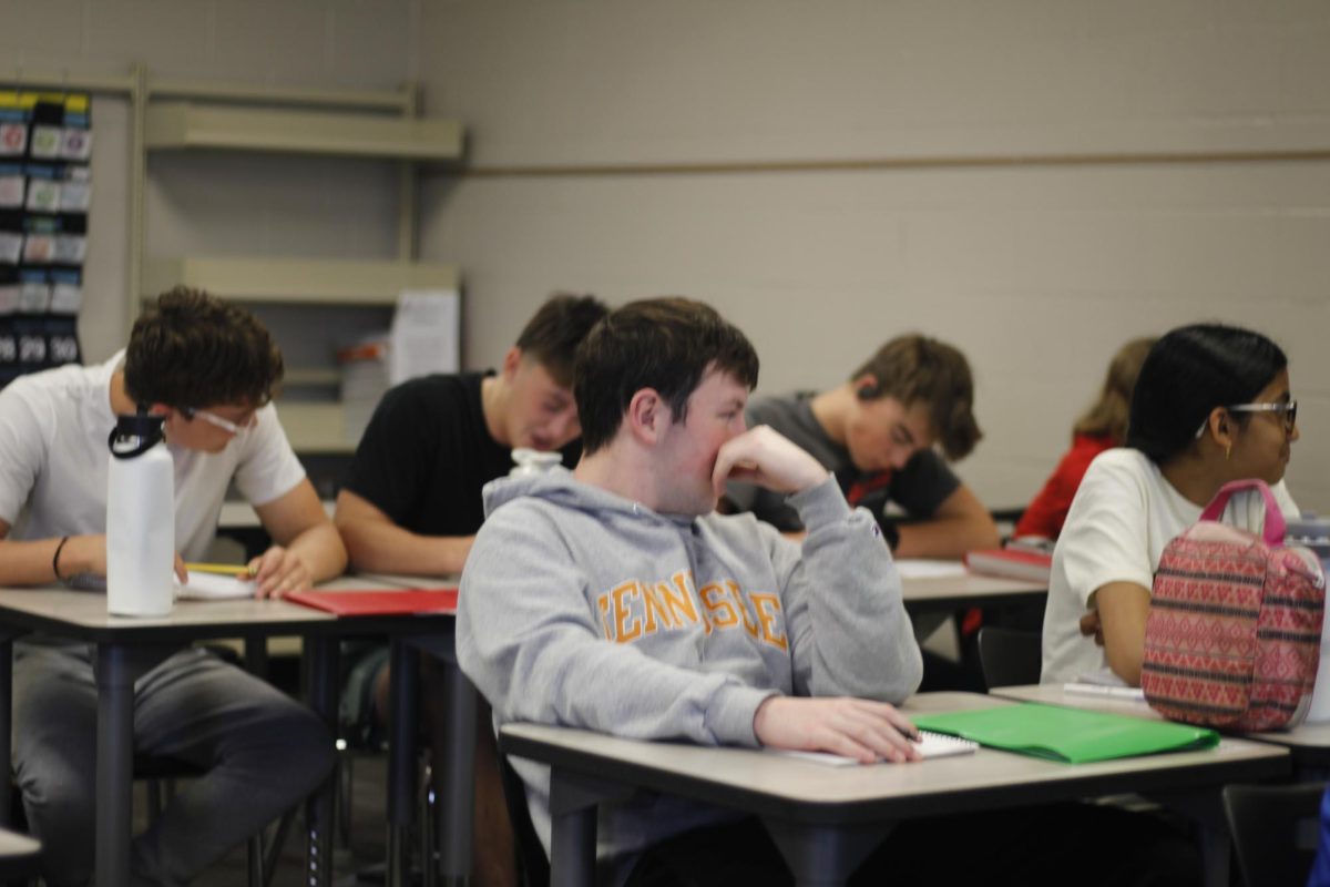 Students work on algebra in Mr. Timothy Peterson's Honors Algebra II class. Student attendance has been a district focus to help address  failure rates.