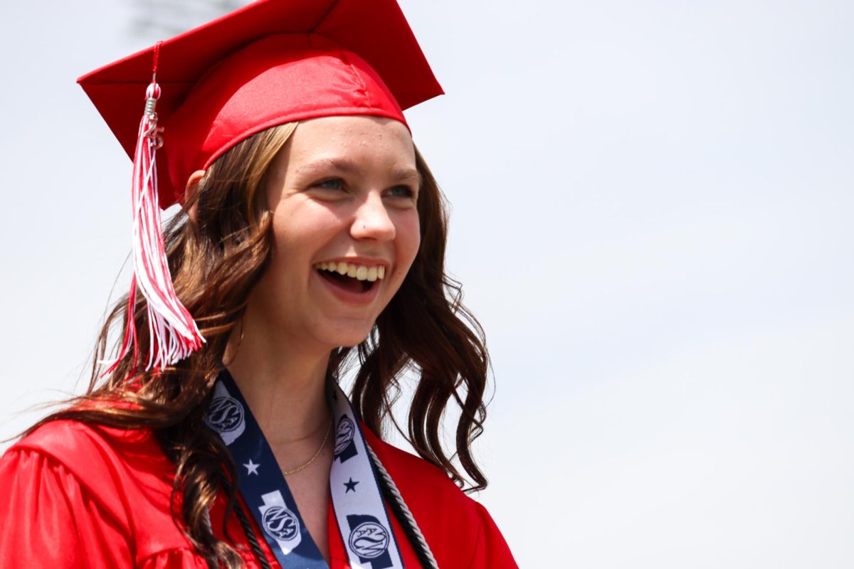 Preslee Yoger smiles as the graduation ceremony continues. Graduation was held May 18th.