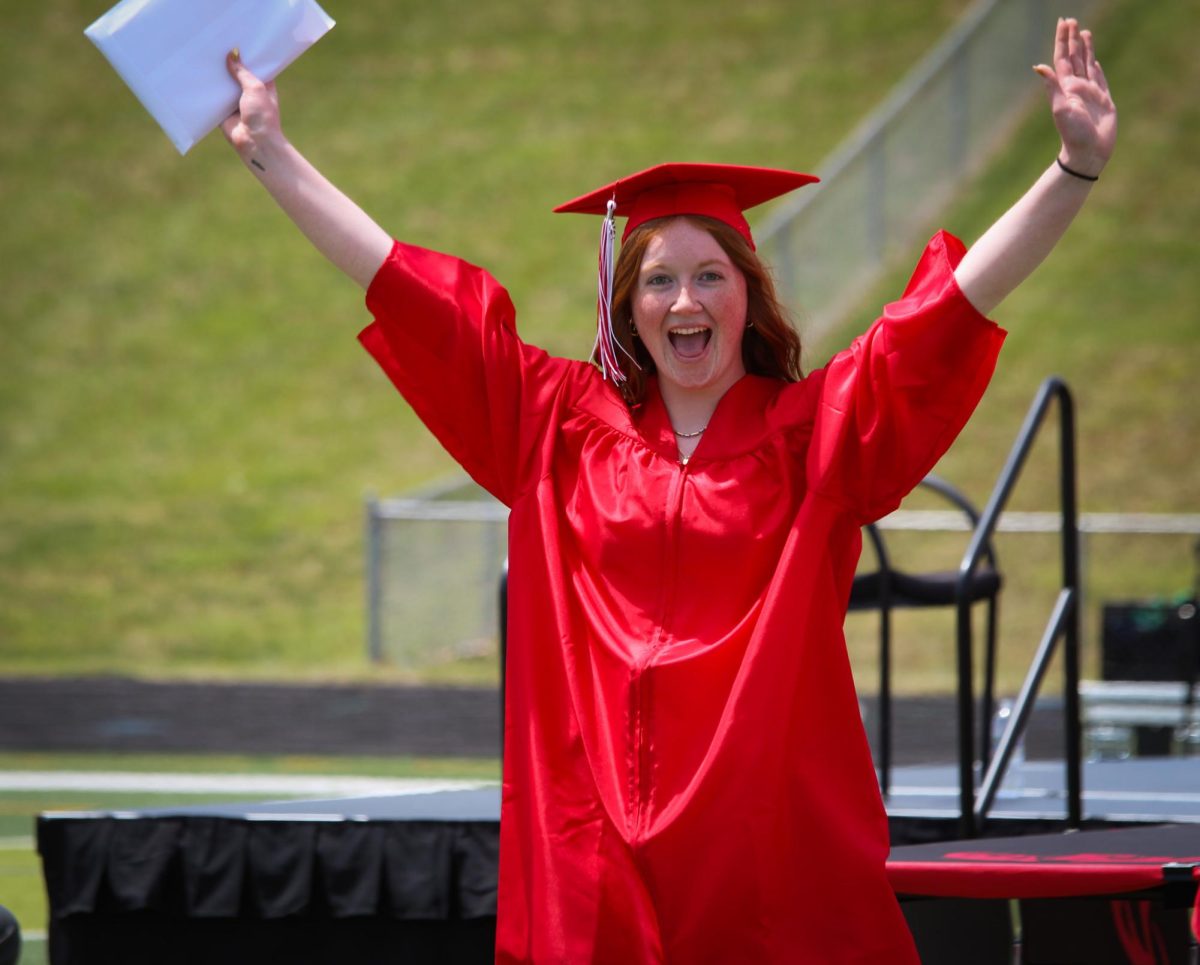 Grace Sass celebrates after finishing high school and receiving her diploma. Graduation was held May 18th.