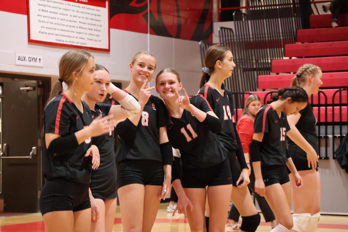 Junior varsity volleyball team getting ready for their game against Waverly High School.