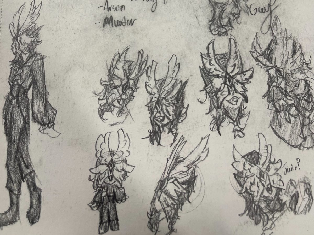 Drawings of the character described in the poem, "Angel." Illustrations by Presley Williams. 