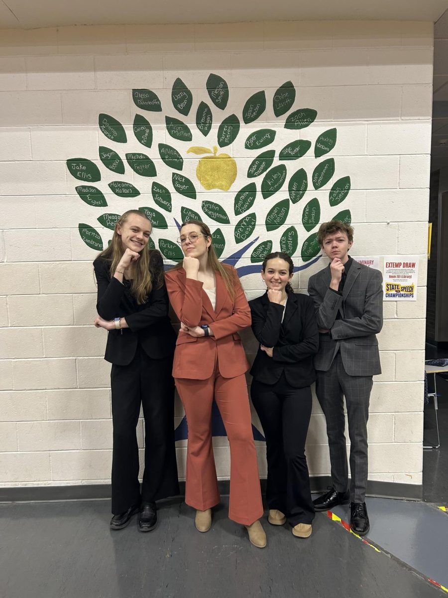 Speech members pose after competing at state competition. 