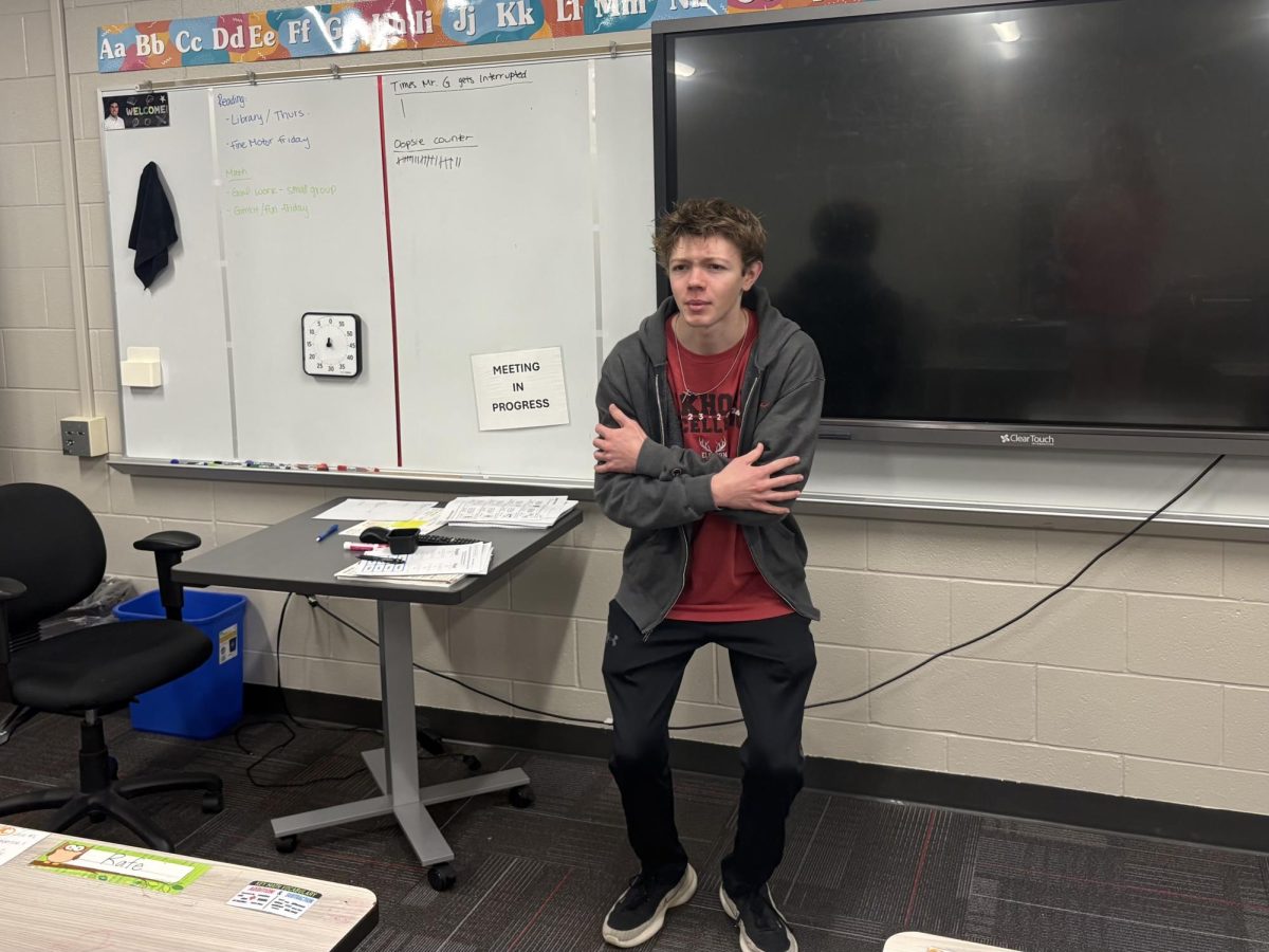 Sophomore Camden Kieckhafer performs his Humorous Interpretation. 