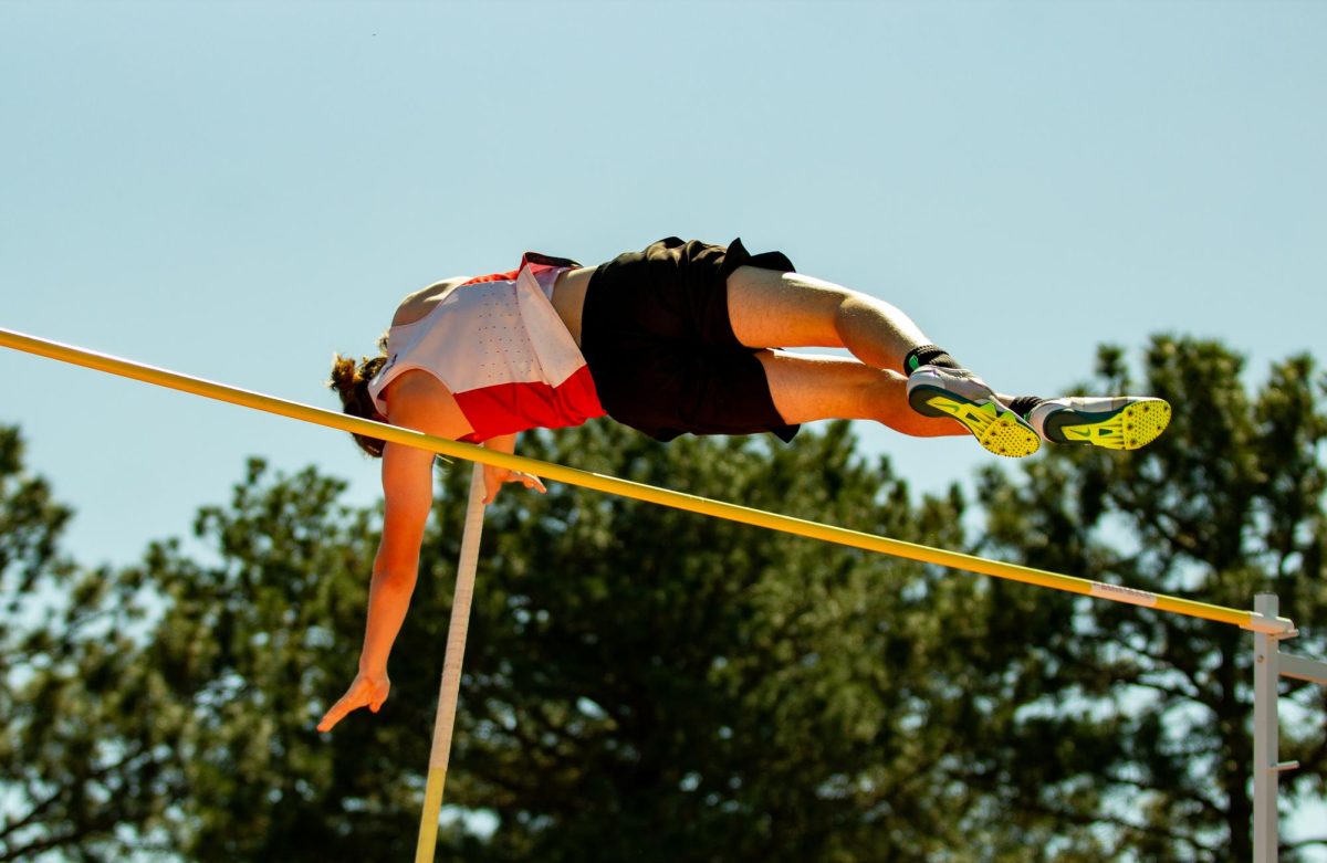 Senior Alex Morrison pole vaults at the 2026 EHS Kruger May Track Invite, April 16, 2026.