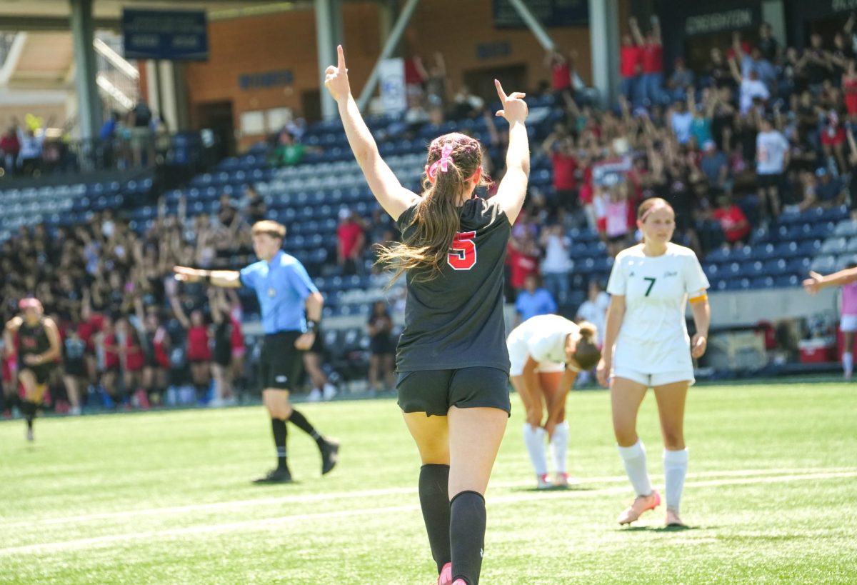 Junior, Molly Flynn, running to celebrate her teammate when a goal was scored. 