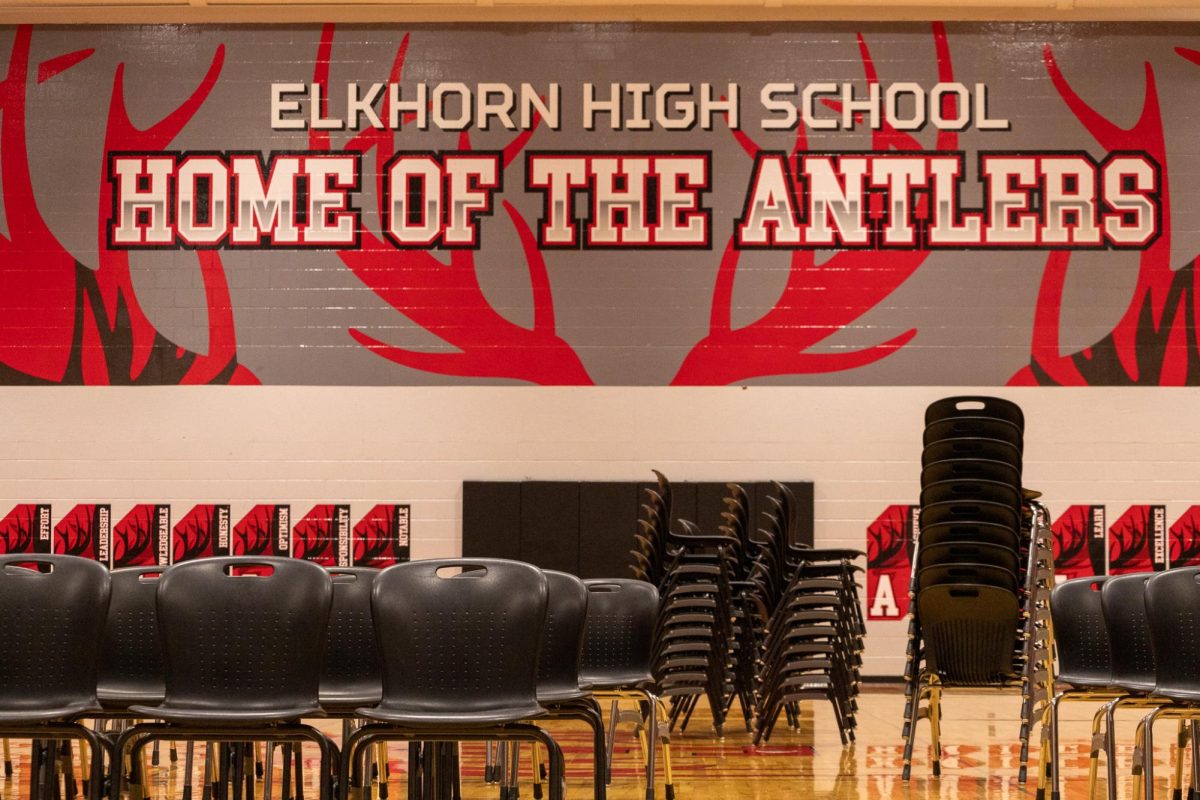 Chairs are set up in the gym in case weather forces the graduation ceremony honoring the class of 2026 indoors.