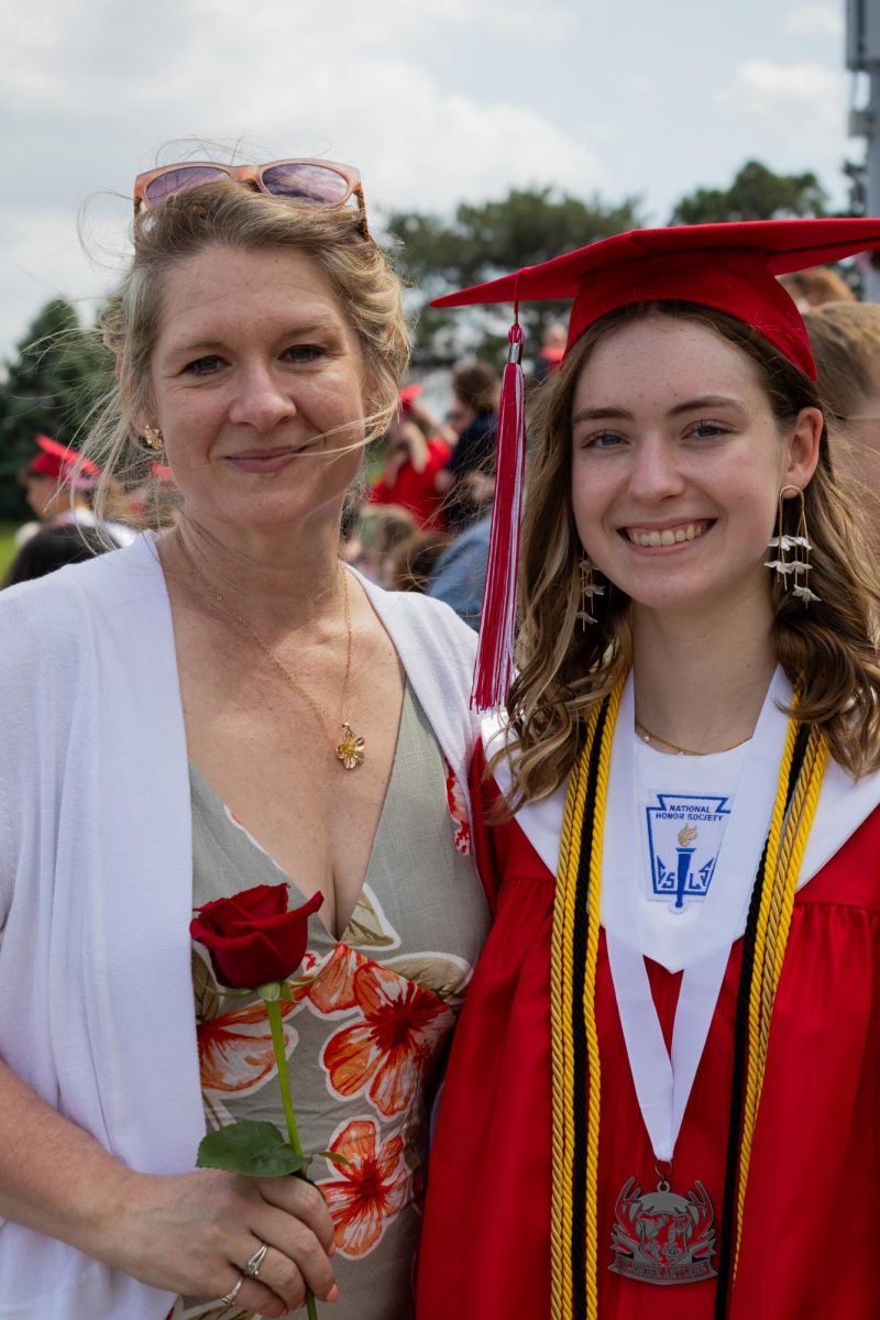 Senior Bridget Boster and her mom at EHS graduation ceremony.