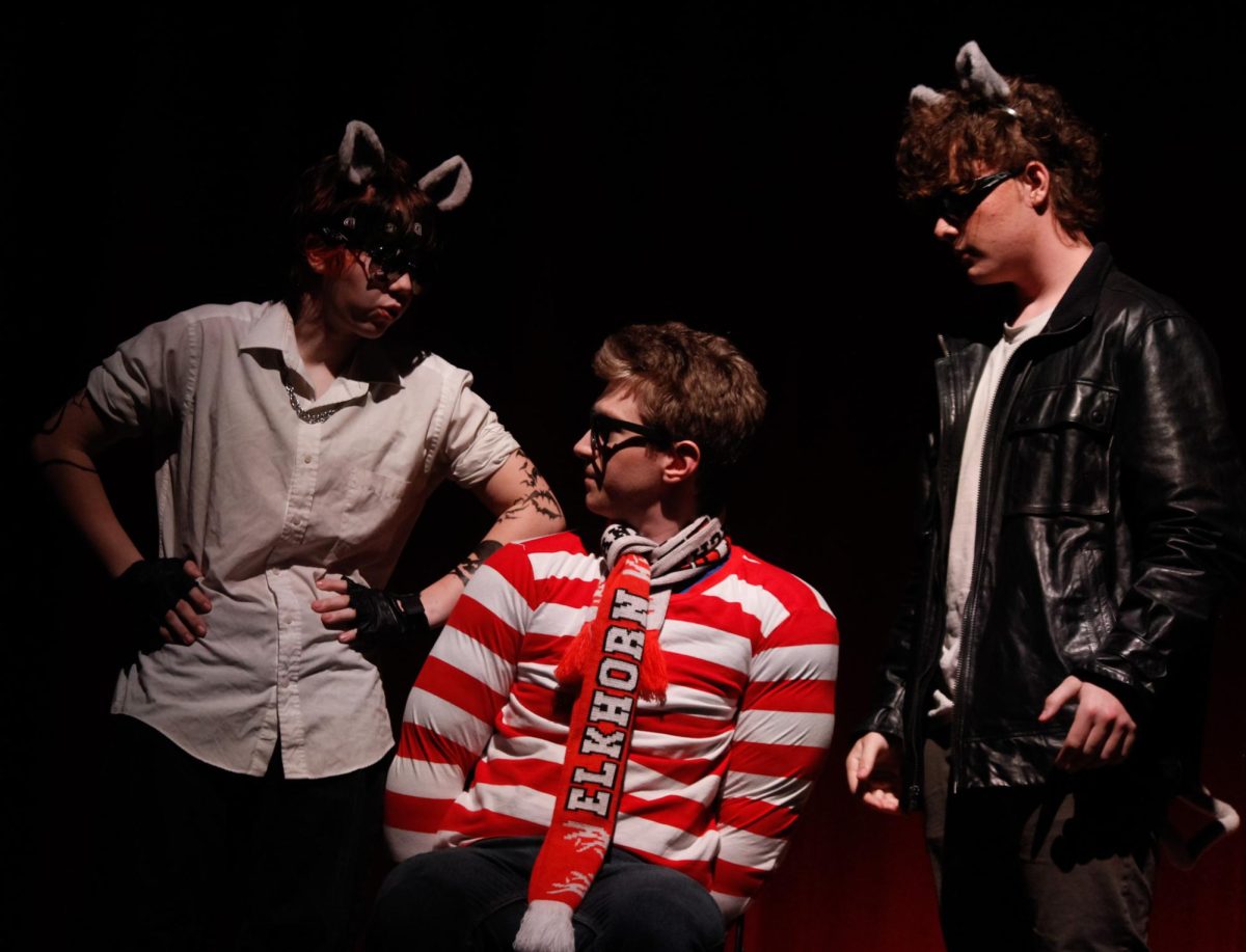 Waldo Puppybreath, played by Senior Taylor Kohn is being interrogated by Rat Finks, played by sophmores Jaxon Braughton and Morrison.